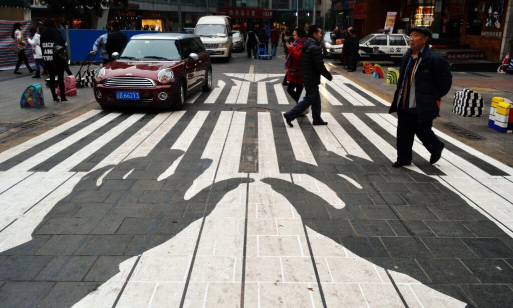 a picture of a crosswalk that is also piano keys